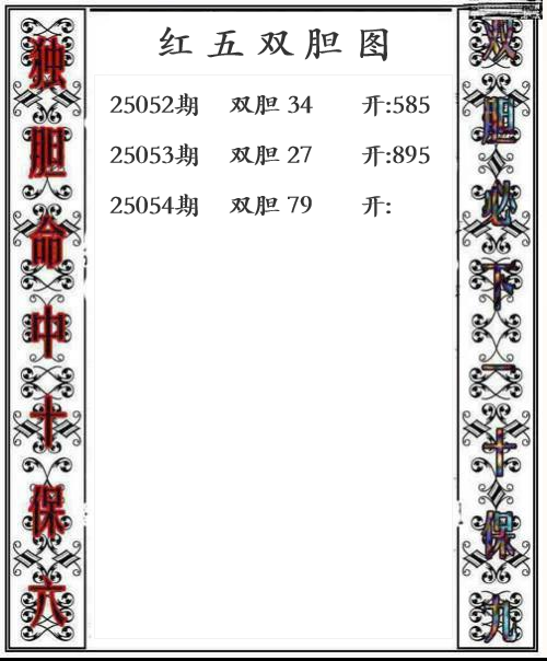 第25年054期红五双胆图