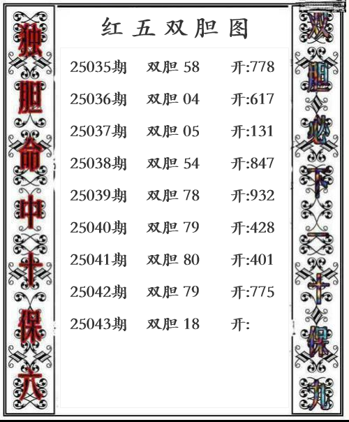 第25年043期红五双胆图