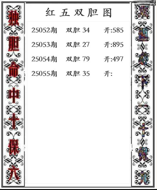 第25年055期红五双胆图