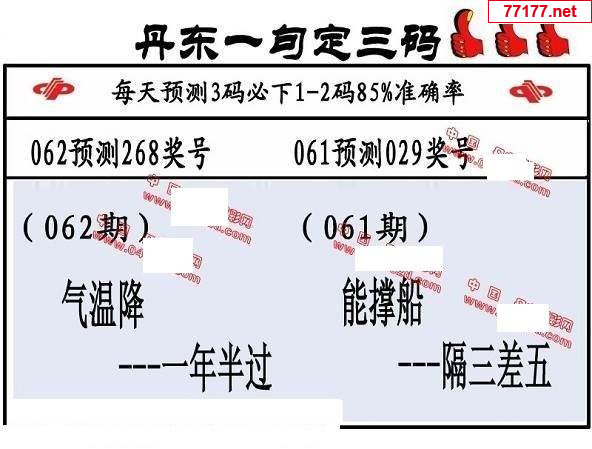 丹东图25年062期3d丹东一句定三码