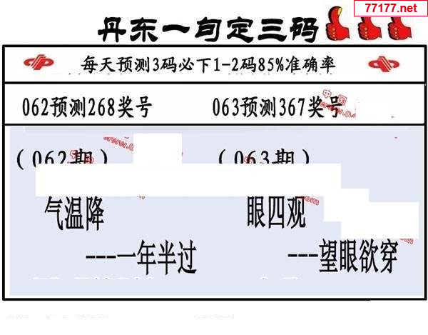 丹东图25年063期3d丹东一句定三码